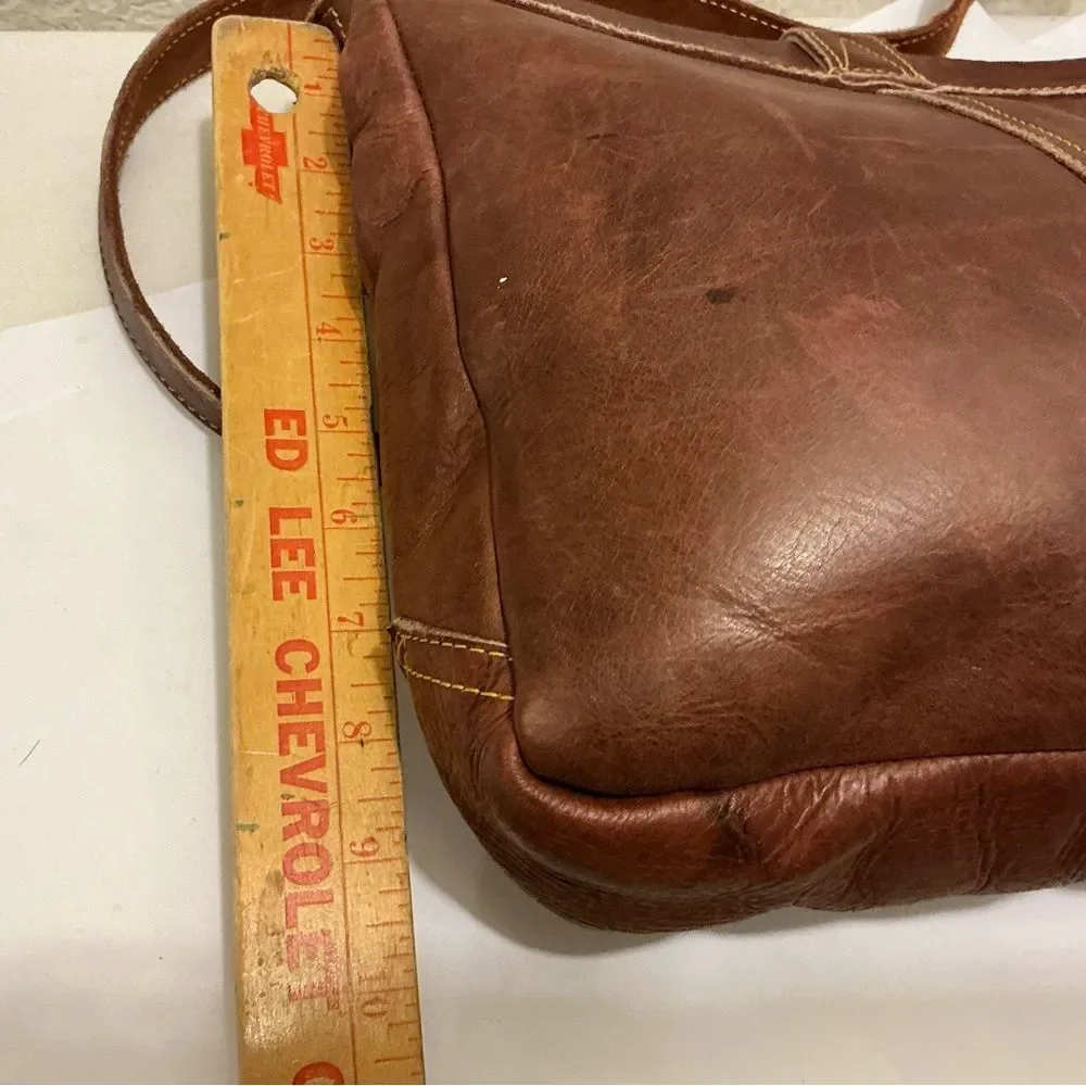 Frye Rich Brown Leather Messenger Bag vintage